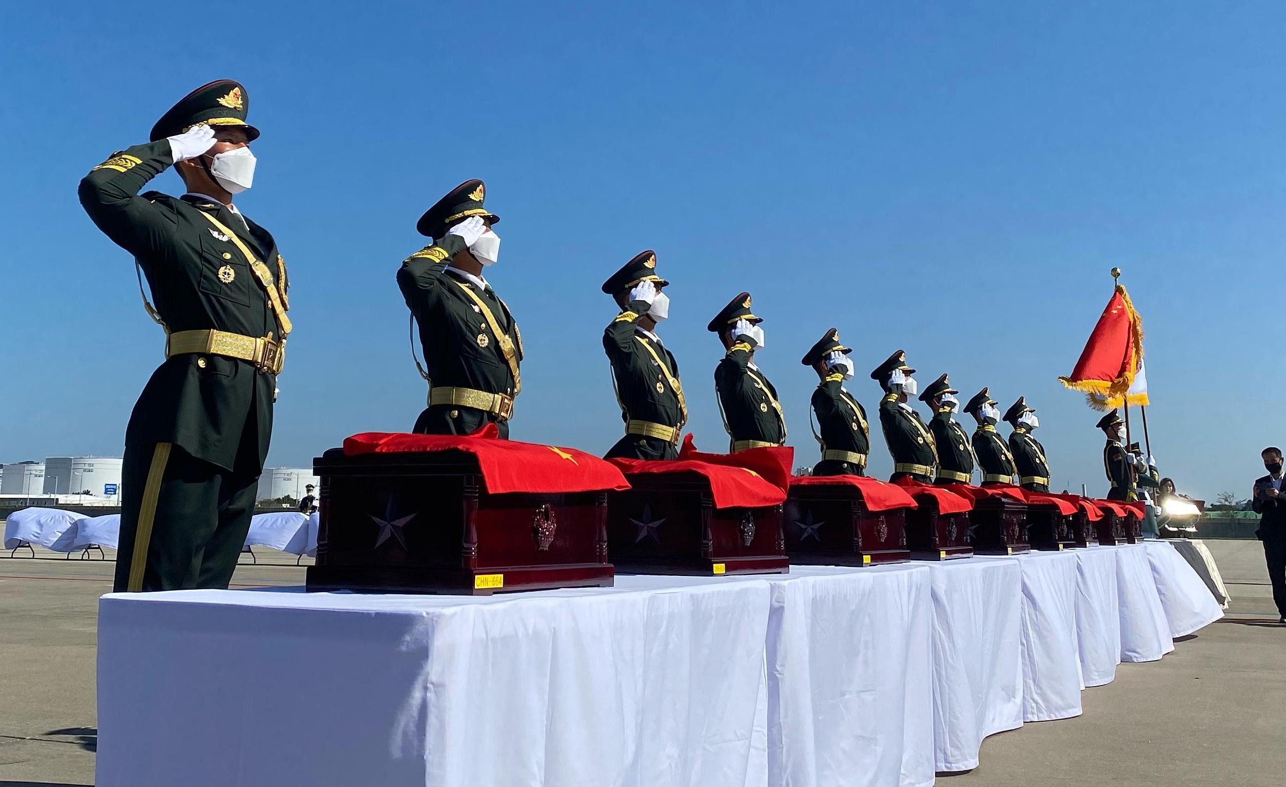 组图|第六批在韩中国志愿军烈士遗骸今日回国|中韩|志愿军|烈士遗骸_新浪新闻